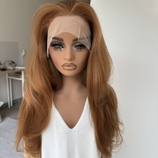 Heat Resistant Synthetic Hair Ginger Brown Long Straight Frontal Lace Wig