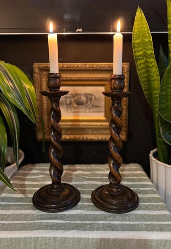 Tall barley twist vintage dark