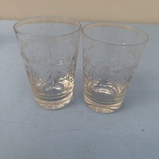 2 Etched Tumblers Glasses.  Very pretty.    (K2)
