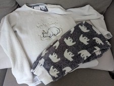 Primark Set Of Fleece Pyjamas Xmas Polar Bear Age 10-11