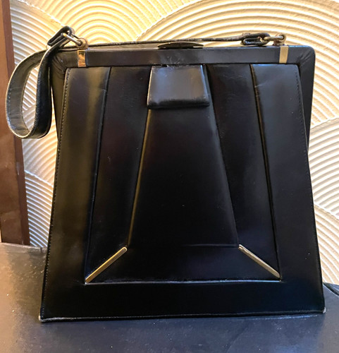 Vintage black leather bag - vintage,
