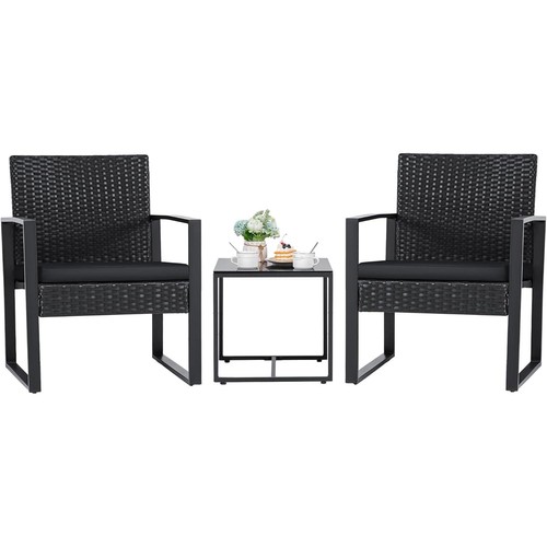 Piece black rattan bistro - piece,