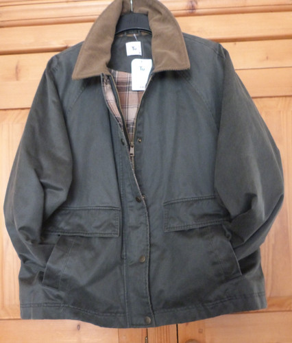 Ladies olive green faux waxed - faux,