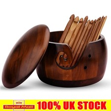Wooden Yarn Bowl Hand Made Wool Storage For Knitting & Crochet Yarn Holder UK
