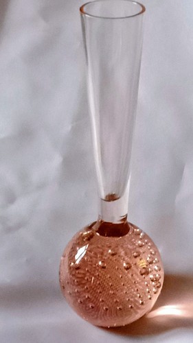 Glass bud vase with rose - glass, pink