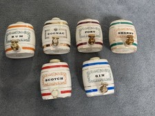 Vintage Wade England Royal Victoria Pottery Drinks Decanter Barrels Set of 6