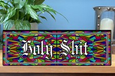 HOLY SH*T funny Bathroom Bar QUOTE office garage wooden Plaque sign HS01
