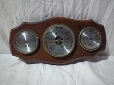 VINTAGE WEATHER MASTER BAROMETER & THERM/ HYGROMETER ON WOOD