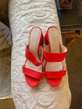 Ladies pre-owned Peacocks red slip on sandals size 6