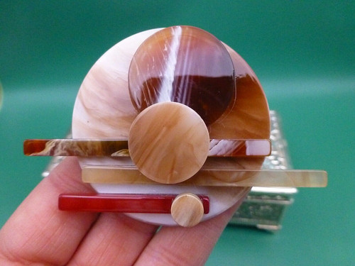 Vintage brooch handmade cream - vintage,
