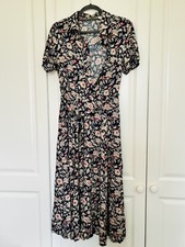 Orvis Shirt Waist Style Dress, Navy Mix, Floral, Short Sleeved, Waist Tie 10