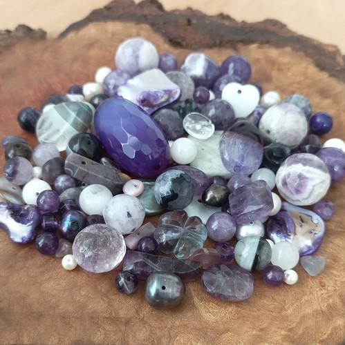 110 purple gemstone beads mix - 110,