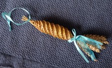 Traditional Corn Dolly A rustic straw gift with aqua blue satin & organza ribbon