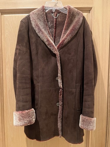Brown vintage sheepskin short - brown,
