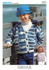 Sirdar 4044 Knitting Pattern – Girls Cardigan & Waistcoat – Denim Tweed DK – 22