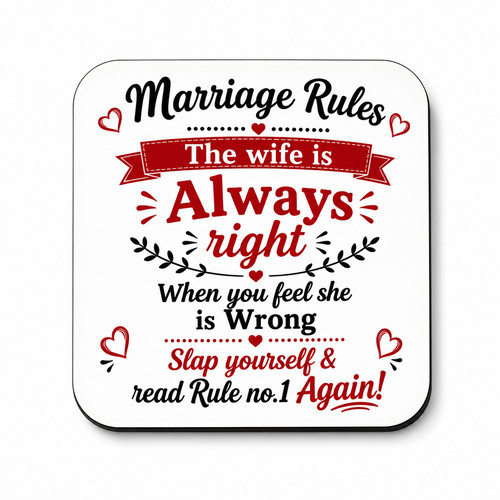 Marriage rules novelty - marriage, coaster
