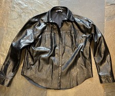 Women’s PU Leather Jacket Black Size 10 12 Small Primark Biker Popper Coat