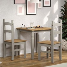 Corona Grey Square Table & 2 Chair Set, Solid Pine Antique and Grey Wax, Durable