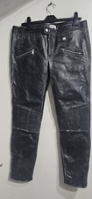 Ladies Red Valentino Black Distressed Genuine Leather Stretch Trousers EU42/UK14
