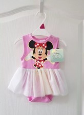 BNWT Disney Baby Girls Lilac Minnie Mouse Romper Newborn Bodysuit With Tutu