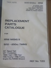 Triumph 500cc 650cc Twins 5t Speedtwin 6t Thunderbird 1956 Models  Parts Manual
