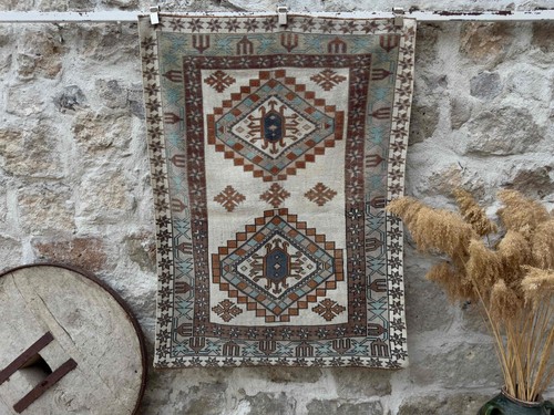 Hand woven vintage area - hand-woven,