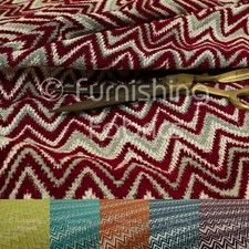 Fire Treated Chevron Pattern Chenille Hard Wearing Material Upholstery Fabric