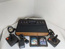 Atari VCS 2600 CX-2600 U Console Woody Light Sixer with controllers - FAULT