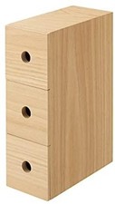 MUJI MDF Ash Wood Oak 3 drawer Organize Storage Case Box F/S w/Tracking# Japan