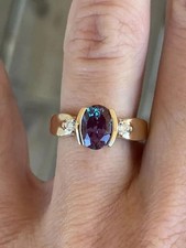 2.75 Ct Oval Cut Alexandrite Women's Wedding Ring 14K Solid Yellow Gold