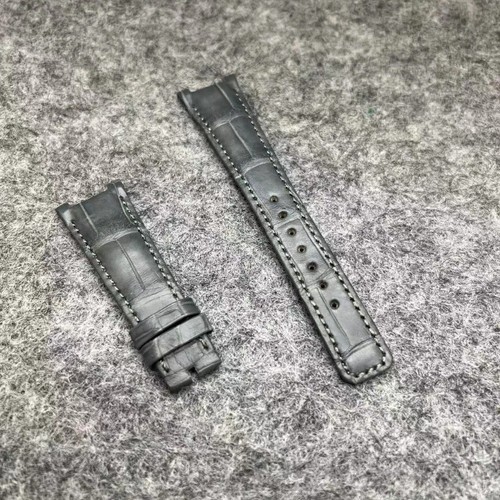 Gray croco leather watch strap - croco,
