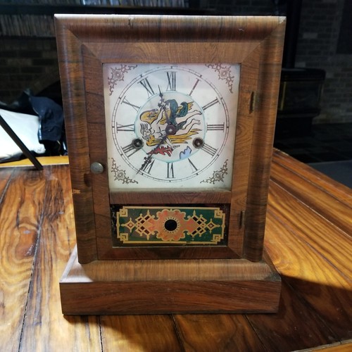 Antique oak wooden - shelf, clock