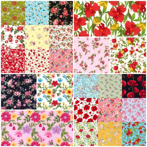 Vintage floral mix fabric - vintage,