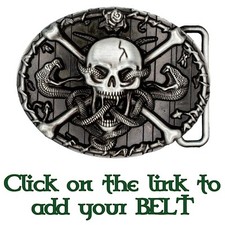 Skull & Crossbones Snake Belt Buckle Heavy Metal Biker Pewter Style Pirate