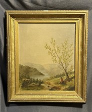 Antique Folk Art Painted Oil