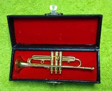 Vintage Miniature Brass Effect Trumpet With Case.