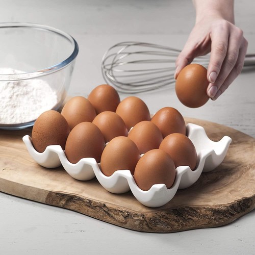 Porcelain egg storage tray - porcelain,
