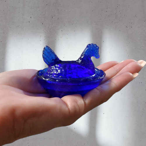 Cobalt blue glass depression - cobalt,