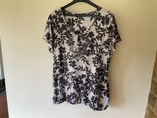 Grey Floral Scoop Necked Top with Sequinned Neck And Elasticated Hem - NEW