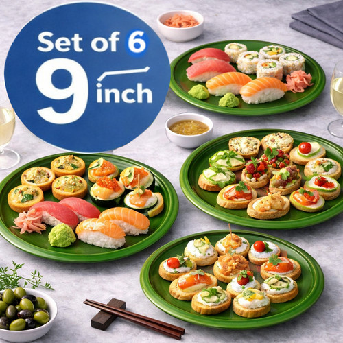 Green melamine serving plates - green,