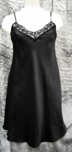 Black satin nightie - black, slip