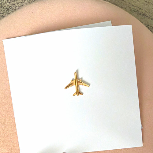 Aeroplane lapel pin badge gold - pin,
