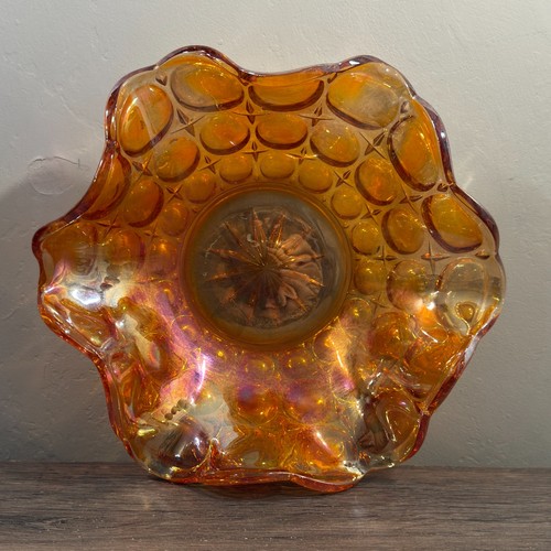 Carnival glass ruffled bowl - carnival,