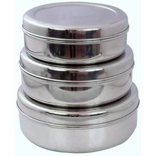 3Pc Stainless Steel Puri Dabba