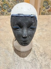 POLYSTYRENE WHITE & BLACK FEMALE DISPLAY HEAD MANNEQUIN FOR WIG 27cm x 21cm 