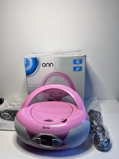 ONN Pink Retro Style Portable Boombox CD Player, AM/FM Radio And MP3 Music CD78