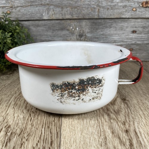 Vintage white enamel chamber - enamel,