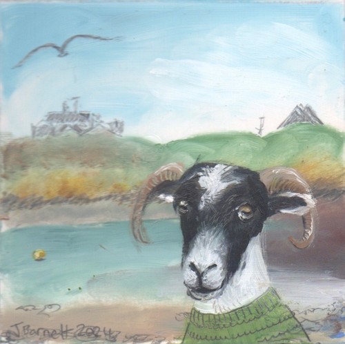 Small oil painting sheep - small,
