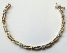 9 CARAT GOLD AND CZ SET TENNIS BRACELET WEIGHT 12.9 GRAMS