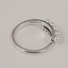 Freshwater Cultured Pearls & Pavé Open Ring Pandora Treated